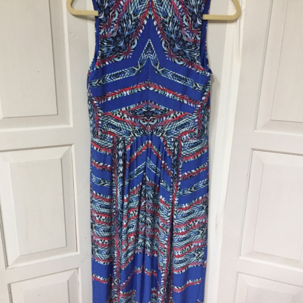 Donna Ricco Sleeveless Blue and Red Tribal Patterned Dress - Picture 12 of 15
